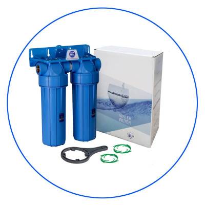 Διπλή φιλτροθήκη FHPRN12-B-TWIN 10'' με παροχή 1/2'' της Aqua Filter