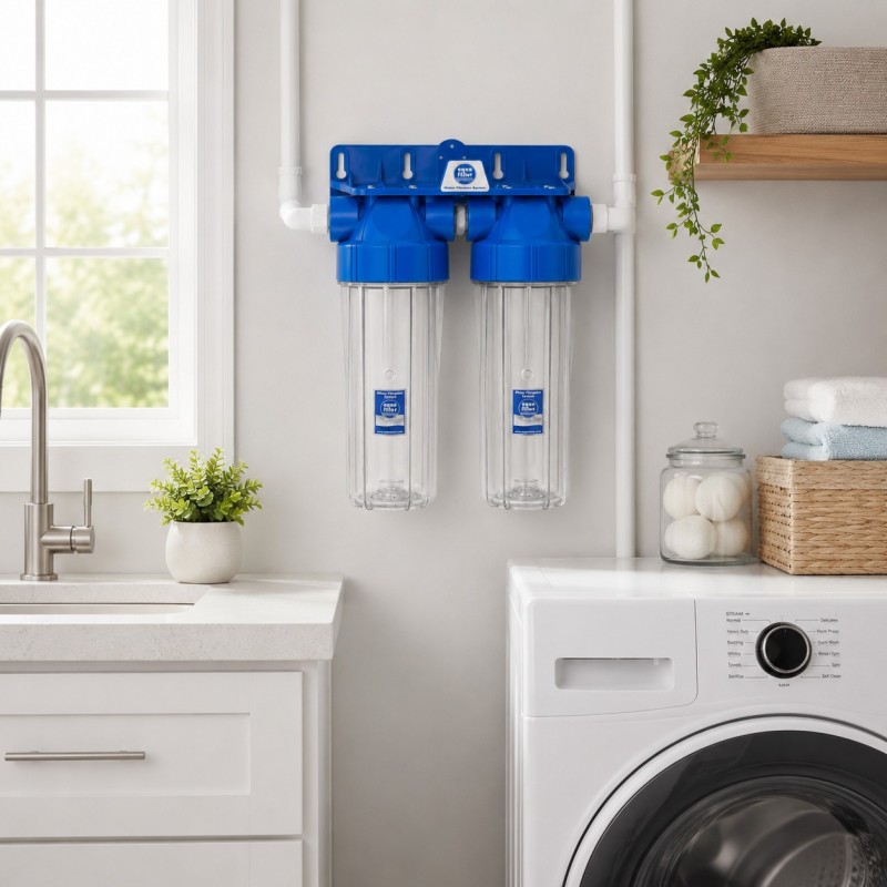 Aqua Filter Whole House Filter Housing FHPLCL1-D-TWIN