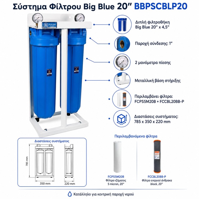 Aqua Filter Big Blue 20 inch 1 inch