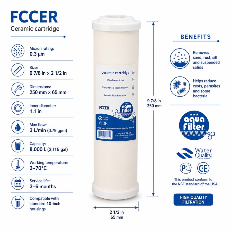 FCCER ceramic sediment filter 0.3 micron
