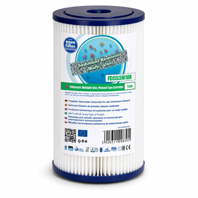 Aquafilter FCCEL5M10B πλενόμενο φίλτρο στερεών Big Blue 10 ιντσών 5 micron