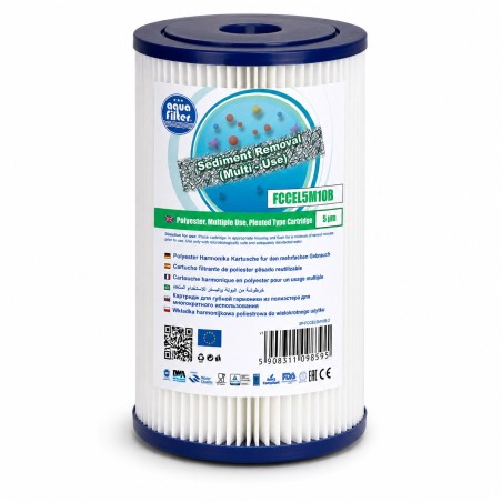 Aquafilter FCCEL5M10B πλενόμενο φίλτρο στερεών Big Blue 10 ιντσών 5 micron