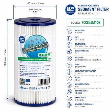 Aquafilter FCCEL5M10B washable sediment filter Big Blue 10 inch