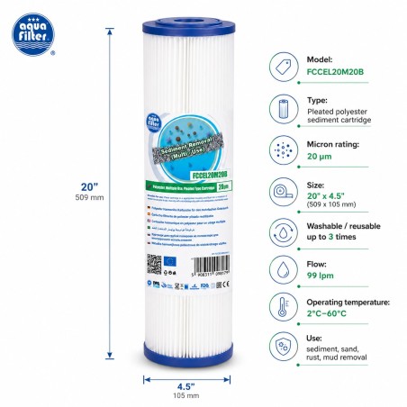 Aquafilter Big Blue 20 inch sediment filter FCCEL20M20B