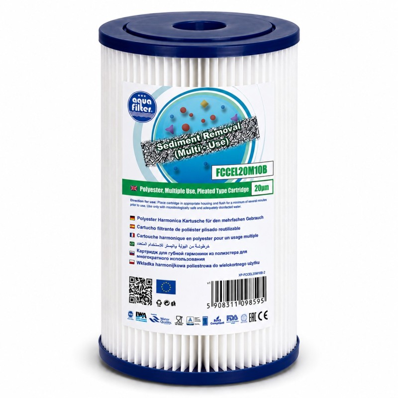 Aquafilter FCCEL20M10B πλενόμενο φίλτρο στερεών Big Blue 10 20 micron