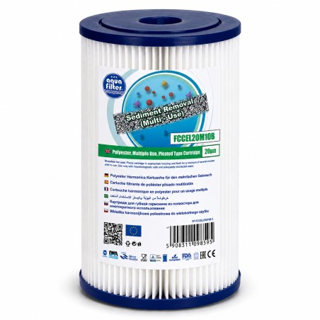 Aquafilter FCCEL20M10B πλενόμενο φίλτρο στερεών Big Blue 10 20 micron