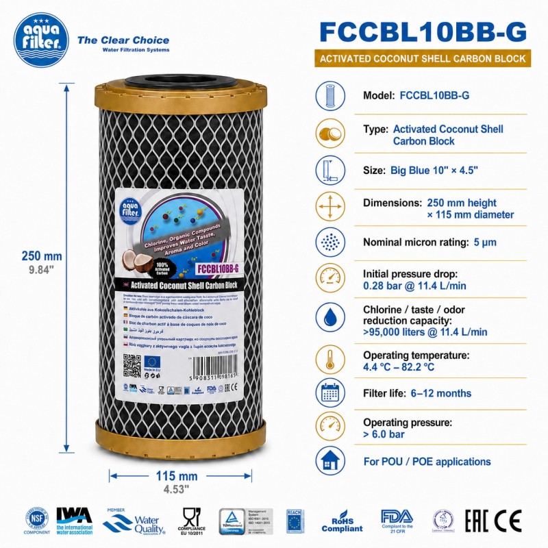 Aqua Filter FCCBL10BB-G Gold Series φίλτρο ενεργού άνθρακα Big Blue 10x4.5