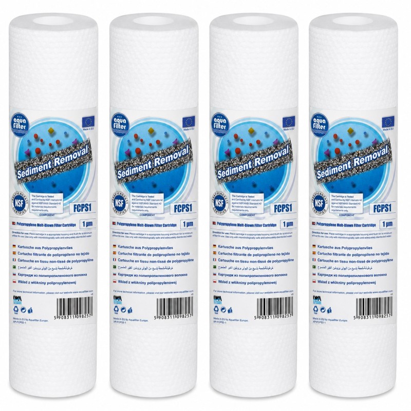 Aqua Filter FCPS1x4 Σετ 4 Φίλτρα Πολυπροπυλενίου Sediment 10″ 1 Micron