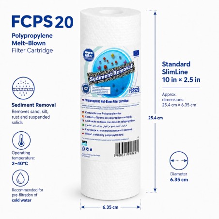 Aqua Filter FCPS20x4 Σετ 4 Φίλτρα Πολυπροπυλενίου Sediment 10″ 20 Micron