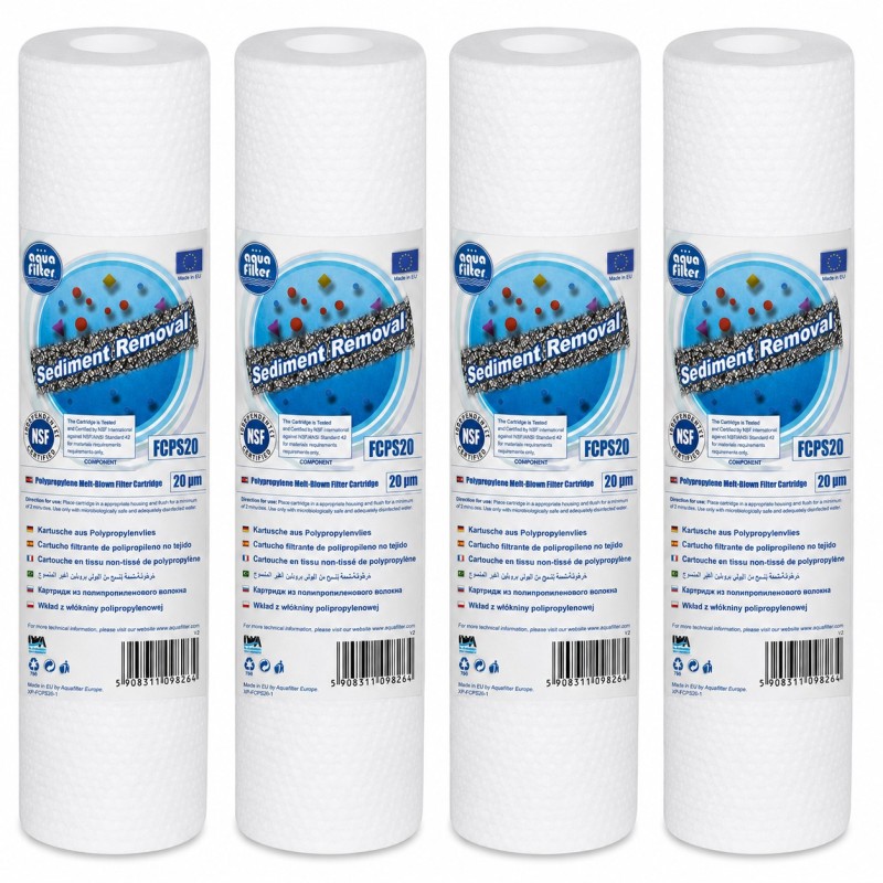 Aqua Filter FCPS20x4 Σετ 4 Φίλτρα Πολυπροπυλενίου Sediment 10″ 20 Micron