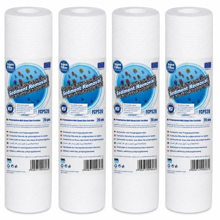Aqua Filter FCPS20x4 Σετ 4 Φίλτρα Πολυπροπυλενίου Sediment 10″ 20 Micron