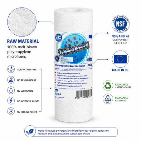 Aqua Filter FCPS50x4 Σετ 4 Φίλτρα Πολυπροπυλενίου Sediment 10″ 50 Micron