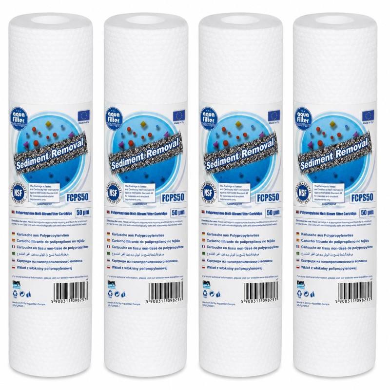 Aqua Filter FCPS50x4 Σετ 4 Φίλτρα Πολυπροπυλενίου Sediment 10″ 50 Micron