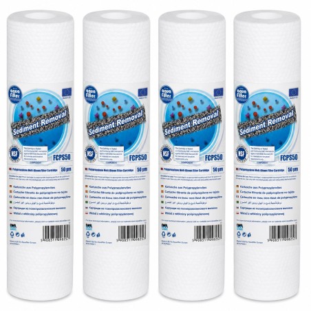 Aqua Filter FCPS50x4 Σετ 4 Φίλτρα Πολυπροπυλενίου Sediment 10″ 50 Micron