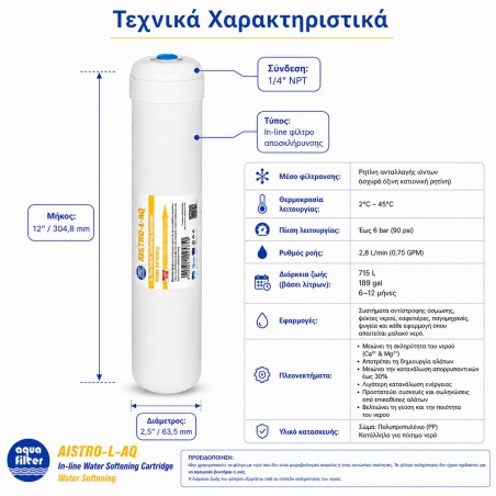 Φίλτρο ψυγείου αποσκλήρυνσης με ρητίνη ανταλλαγής ιόντων