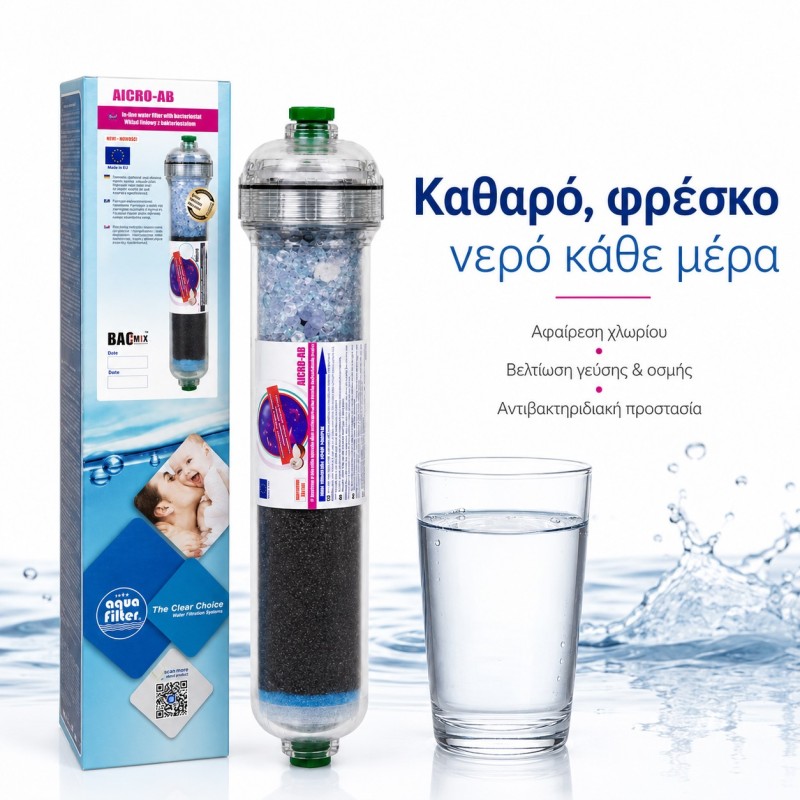 AICRO-AB inline carbon filter with BACinix technology