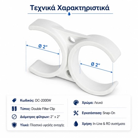 Clip στερέωσης δύο φίλτρων 2 ιντσών Aqua Filter