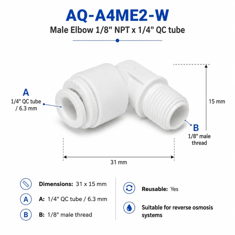 Γωνιακό κούμπωμα ασφαλείας 1/4″ Quick Connect Aqua Filter