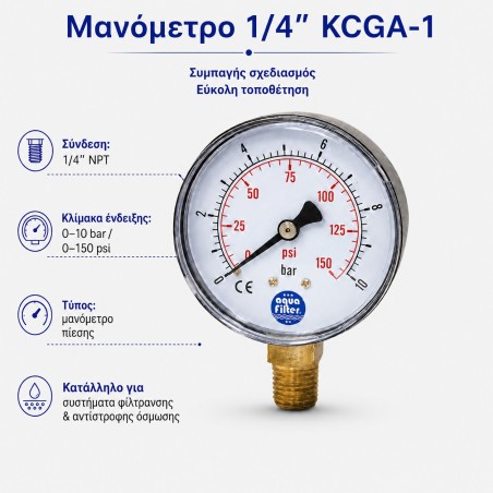 Aqua Filter Pressure Gauge KCGA-1