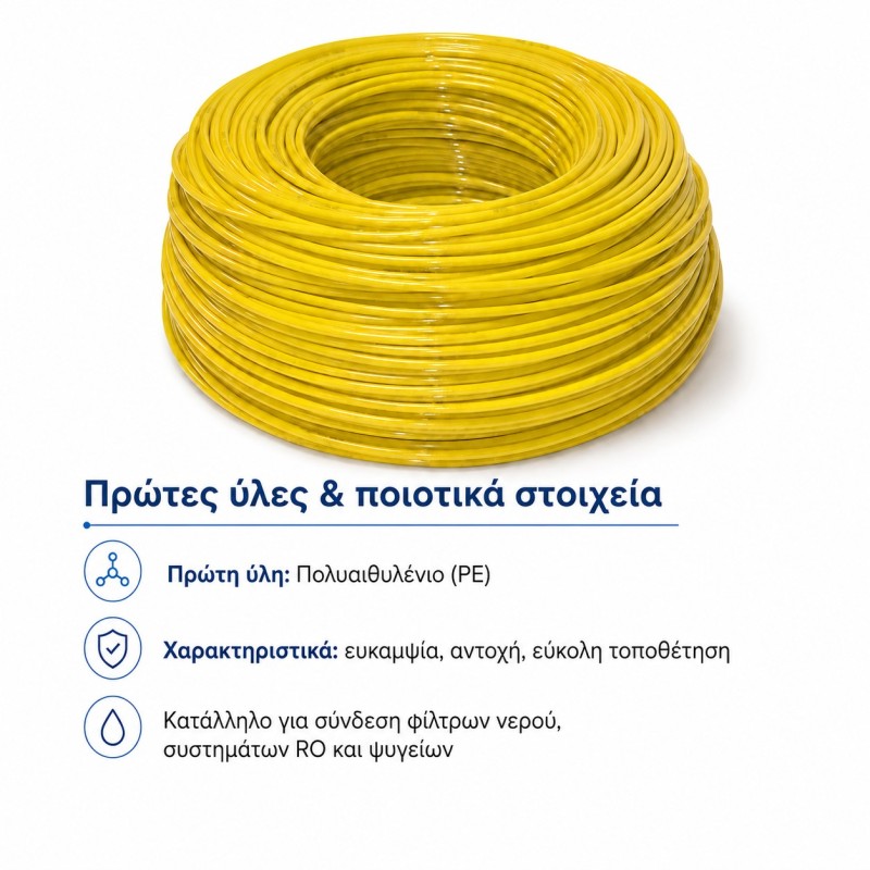 Κίτρινος σωλήνας 1/4″ για φίλτρα νερού
