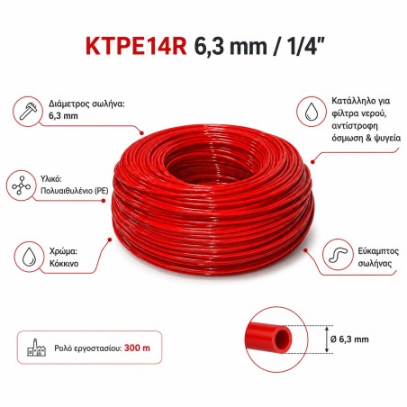 Aqua Filter Red Water Tube KTPE14R