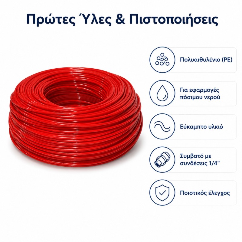 Κόκκινος σωλήνας 1/4″ για φίλτρα νερού