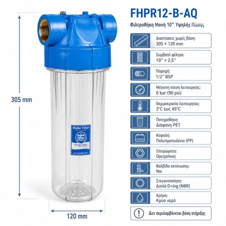Aqua Filter FHPR12-B-AQ για φίλτρα 10″
