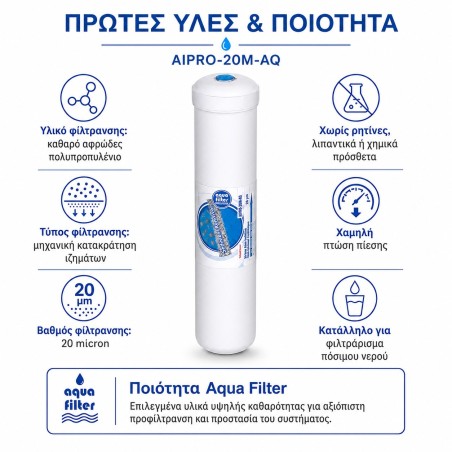 In-Line φίλτρο ιζημάτων Aqua Filter 20 micron