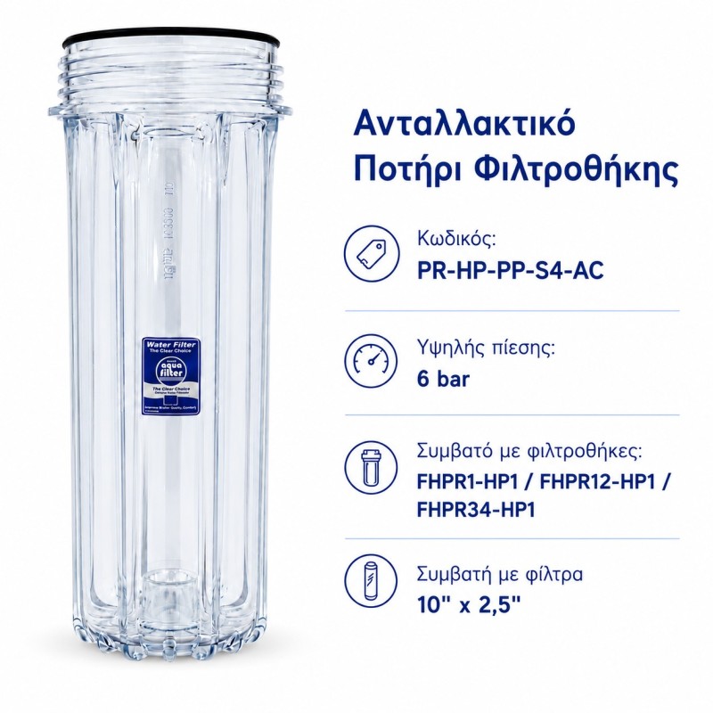 Σπείρωμα ανταλλακτικής ποτηροθήκης Aqua Filter PR-HP-PP-S4-AC