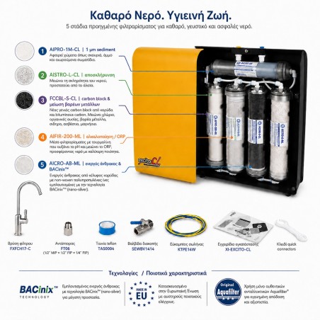 Εσωτερικά φίλτρα συστήματος Aqua Filter EXCITO-CL 5 σταδίων